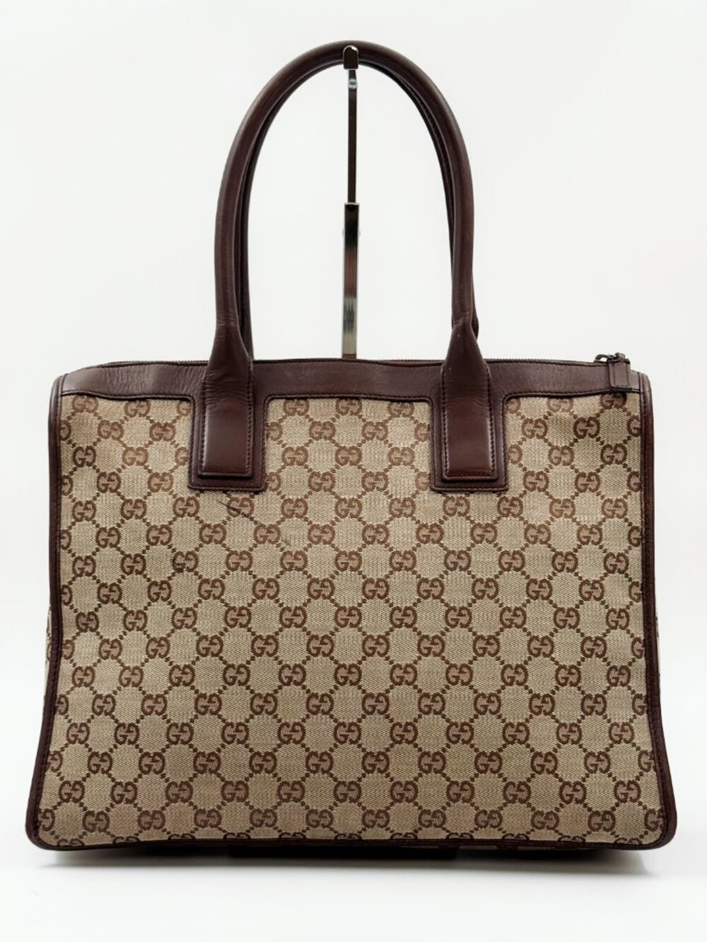 Vintage Gucci GG Monogram Canvas Leather Tote Shoulder Bag - Picture 3 of 12